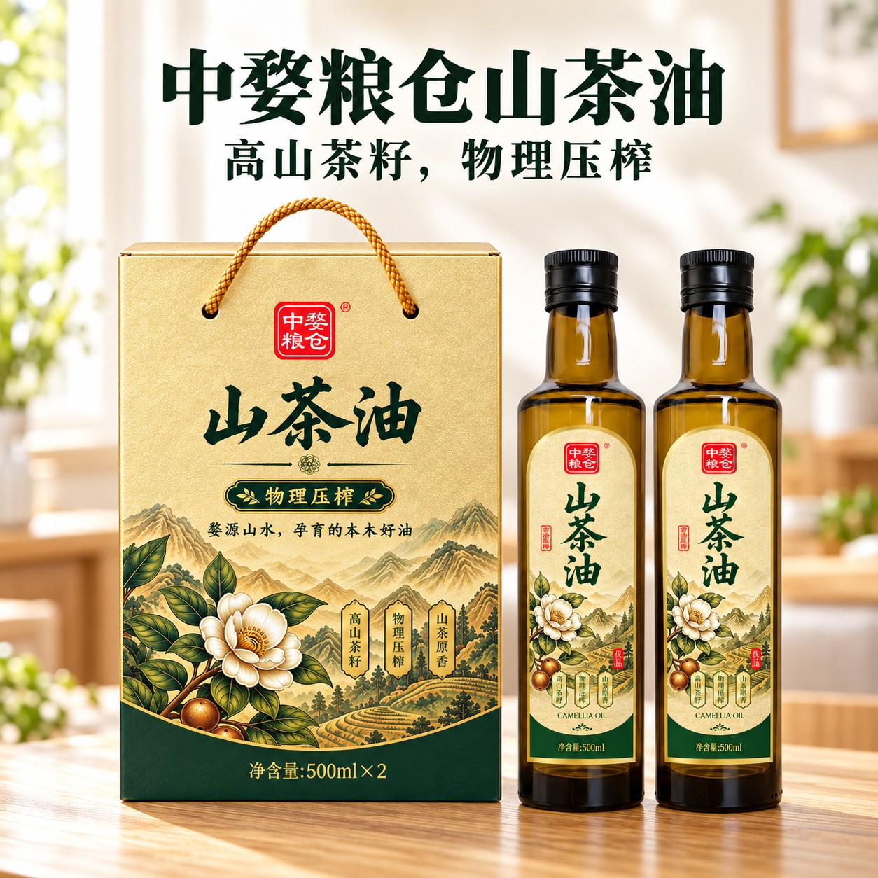 500ml双瓶山茶油礼盒组合图